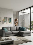 Γωνιακός καναπές Lina plus-Gkri Skouro-265 x 150 εκ.-Αριστερή