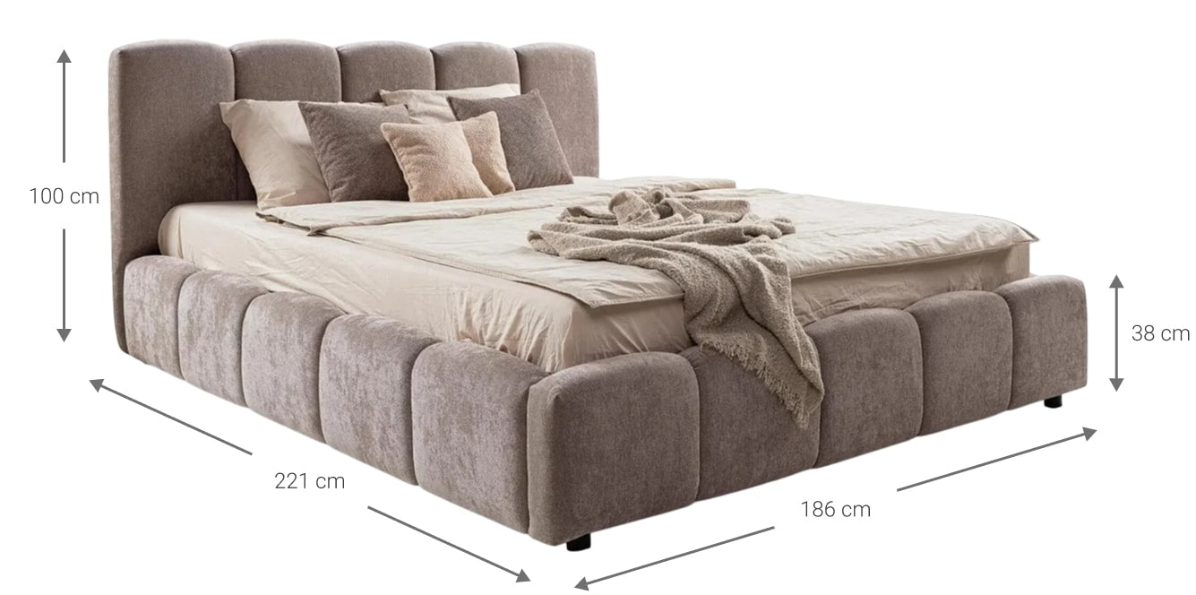 Επενδυμένο κρεβάτι  Poni-160 x 200-Γκρι σπέσιαλ