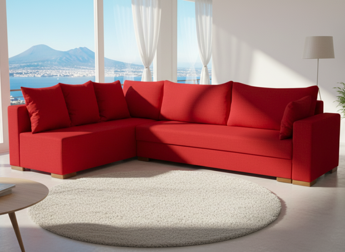 Γωνιακός καναπές Trendy-Δεξιά-285φ 185β εκ.-Κόκκινο