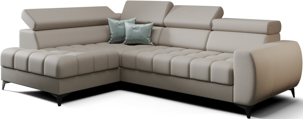 Γωνιακός καναπές Calyra Mini Lthr-Γκρεζ-Αριστερή