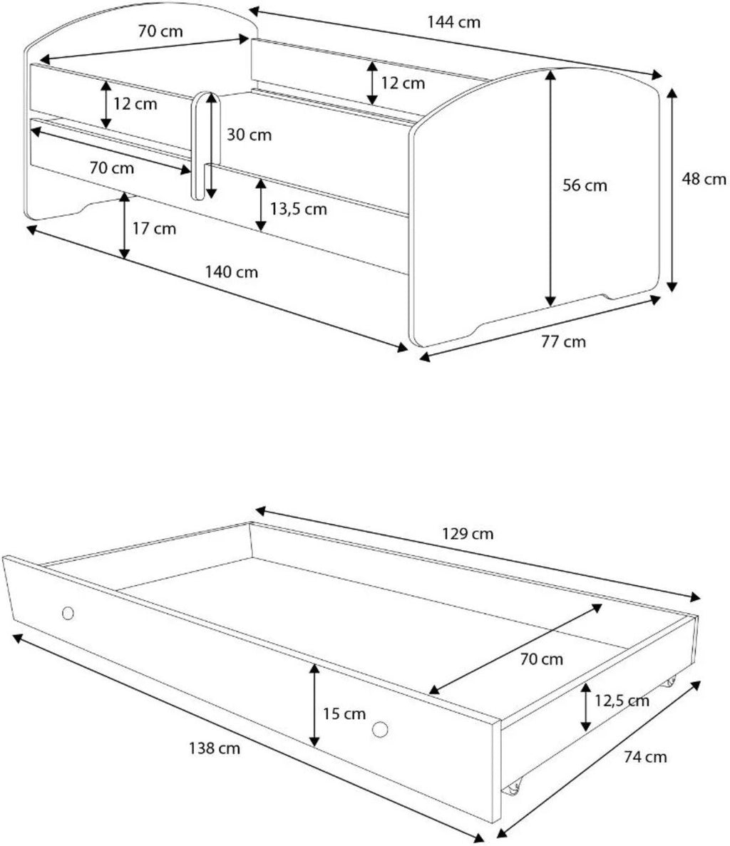 Παιδικό Κρεβάτι Belossi-Λευκό-140 x 70-Χωρίς προστατευτικό