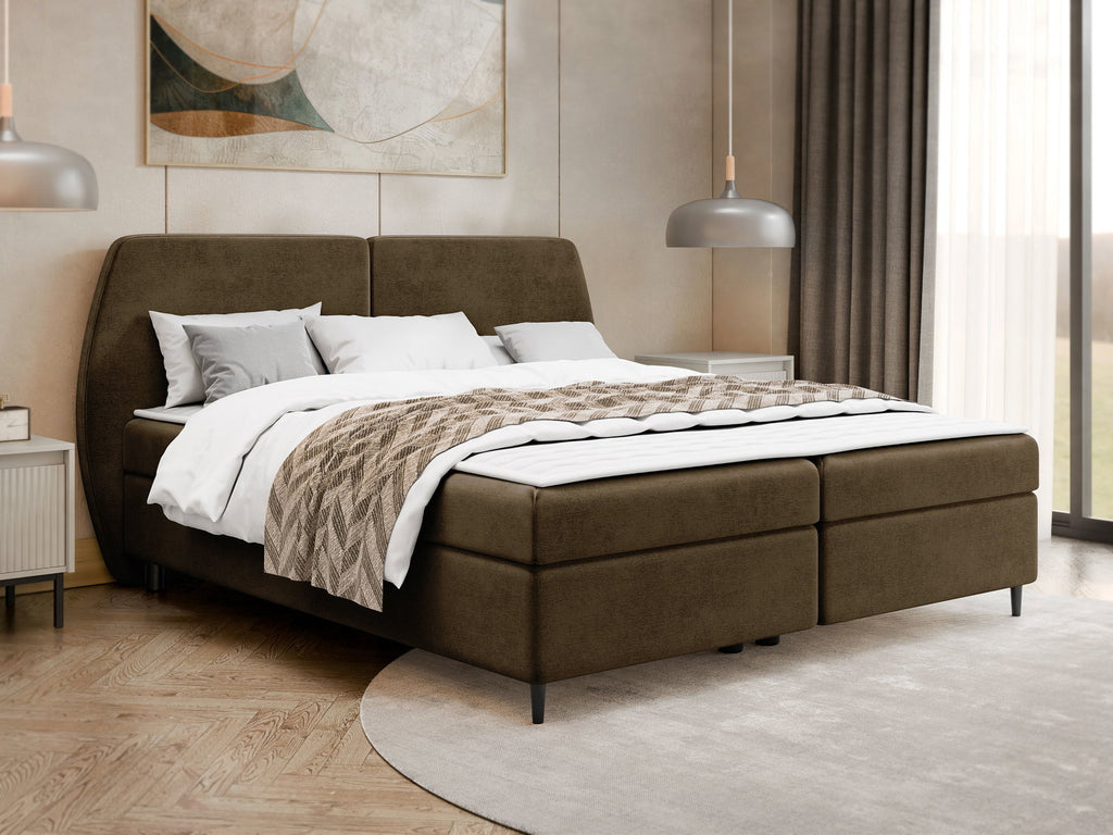 Επενδυμένο κρεβάτι Madryt-180 x 200-Καφέ