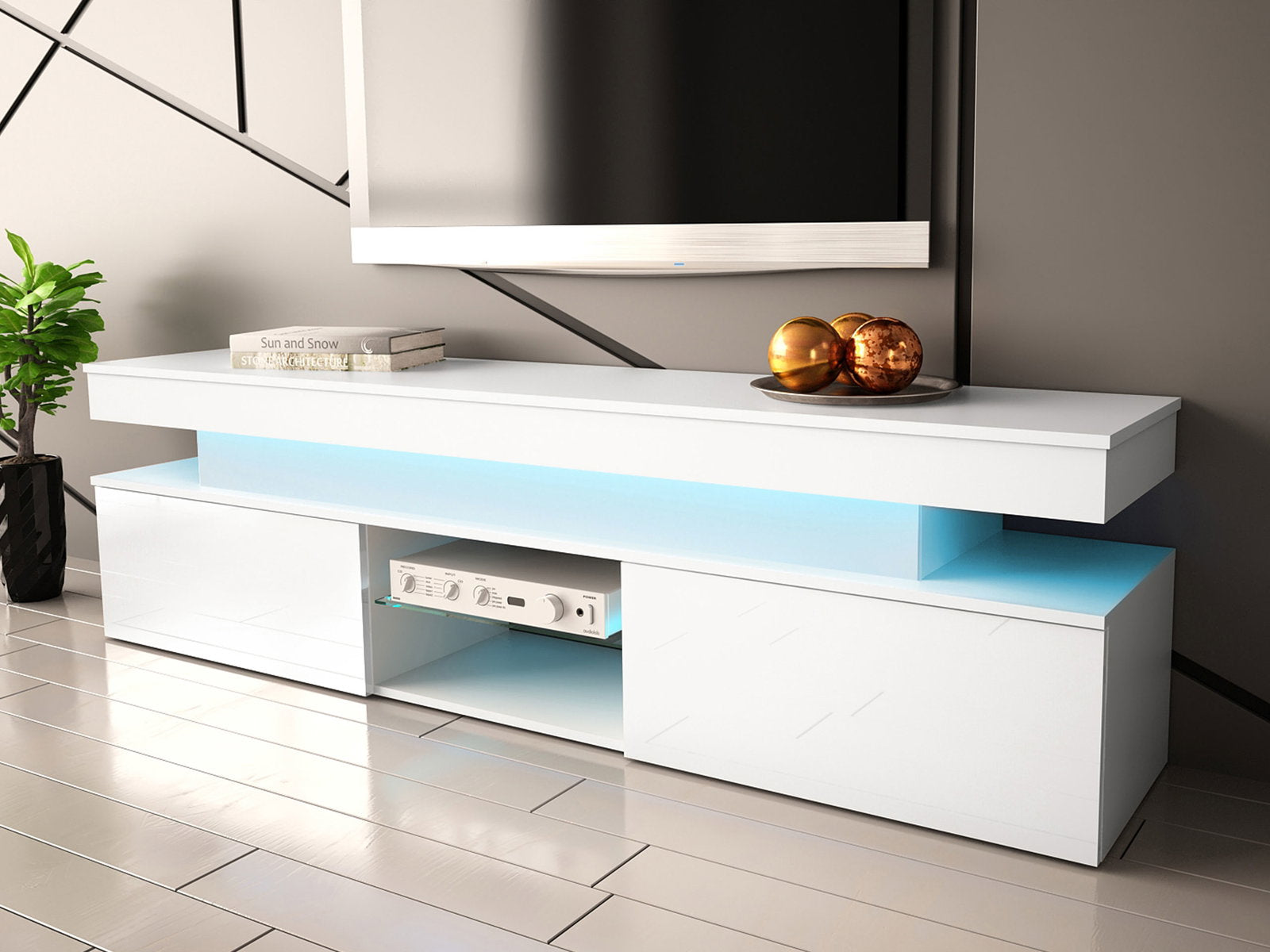 Έπιπλο τηλεόρασης Glossa 2D 190 με LED-Leuko Gualistero
