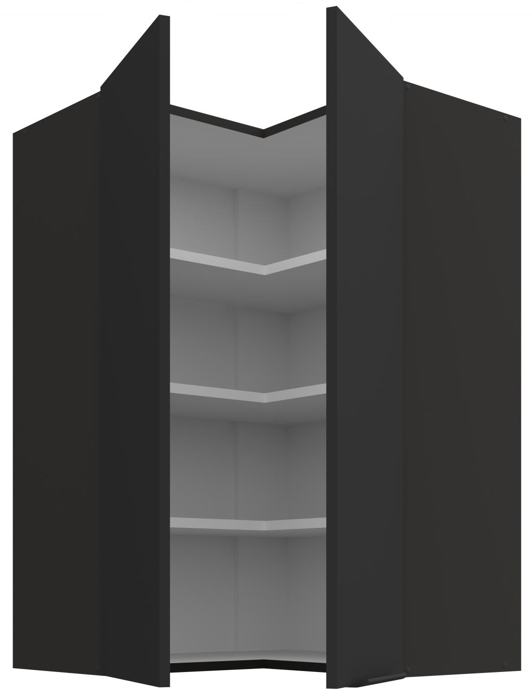 Κρεμαστό ντουλάπι γωνιακό Arianna 60x60 GN 90 2F-Μαύρο