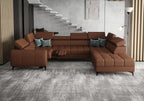 Γωνιακός καναπές Calyra Max I Relax Lthr-Κεραμιδί-Δεξιά
