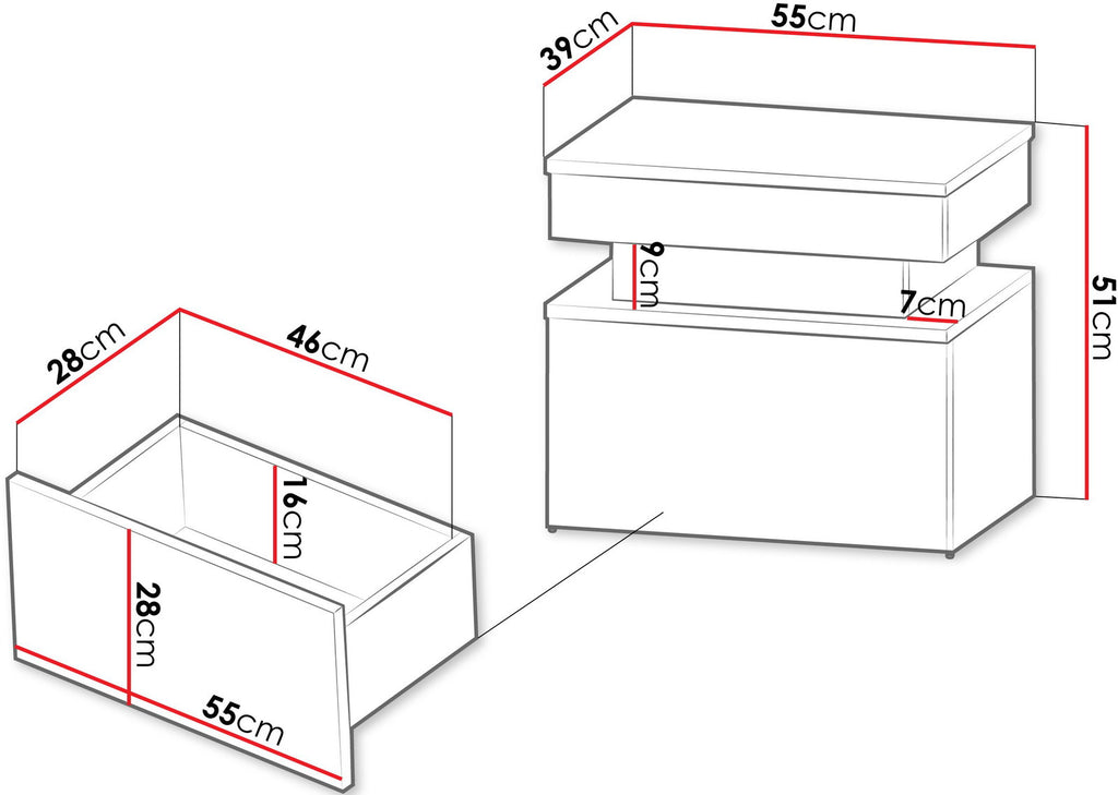 Κομοδίνο Glossa 1S με LED-Leuko Gualistero