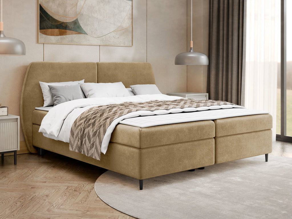 Επενδυμένο κρεβάτι Madryt-160 x 200-Καφέ Ανοιχτό