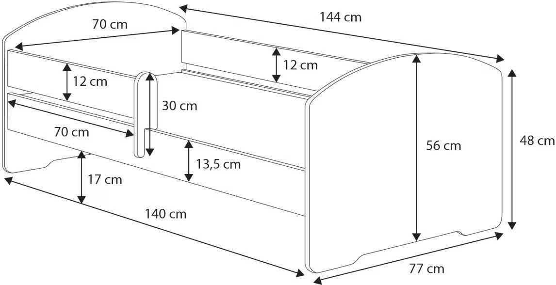 Παιδικό Κρεβάτι Belossi I-Princess -140 x 70-Χωρίς προστατευτικό