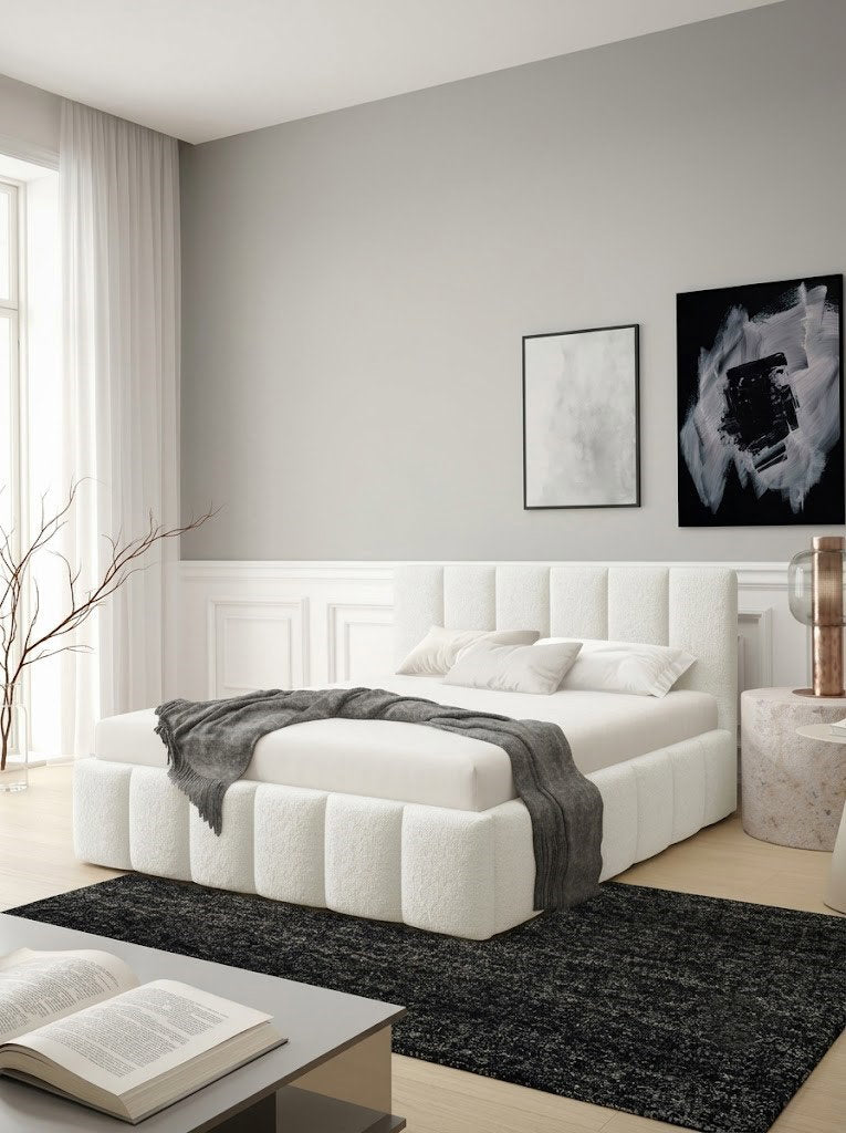 Επενδυμένο Κρεβάτι Lunaro-Λευκό-160 x 200